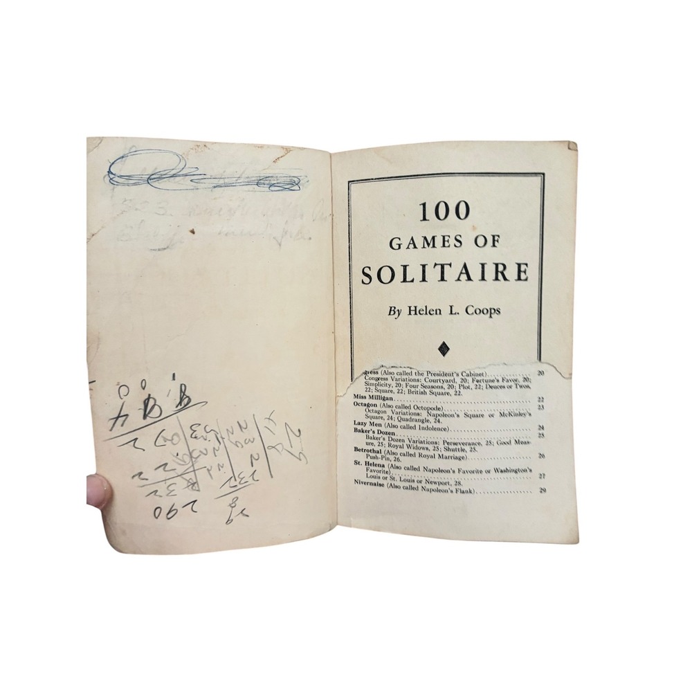 Whitman 100 Games of Solitaire Book 1939 Yellow Red Fair Vintage Card Game Guide - Picture 10 of 16